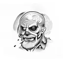 captain Spaulding riding Harley drinking whiskey tattoo design idea