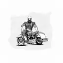 captain Spaulding riding Harley drinking whiskey tattoo design idea