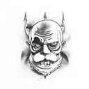 captain Spaulding riding Harley drinking whiskey tattoo design idea