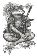 japanese samurai frog meditating tattoo design idea