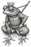 japanese samurai frog meditating tattoo design idea