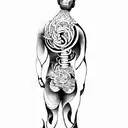 a man in a meditative pose tattoo design idea