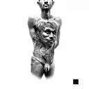 a man in a meditative pose tattoo design idea