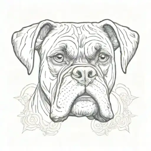 boxer dog face with his name "Waylon" under it tattoo design idea