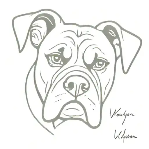 boxer dog face with his name "Waylon" under it tattoo design idea