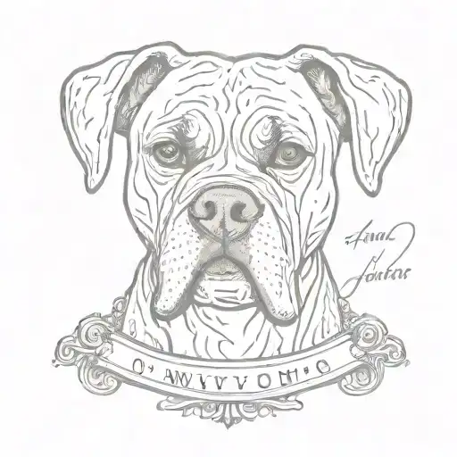 male boxer dog with his name "Waylon" under it tattoo design idea