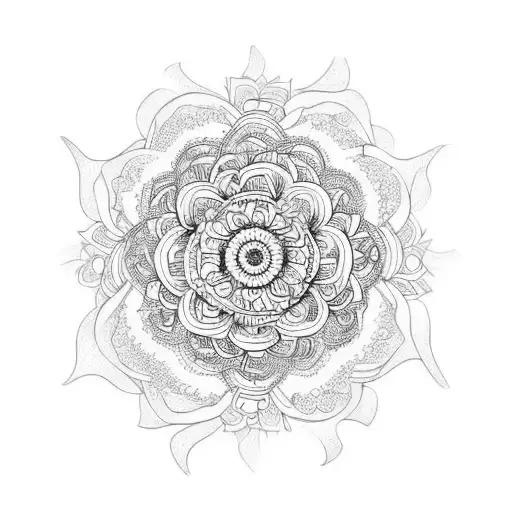 mandala with roses tattoo design idea