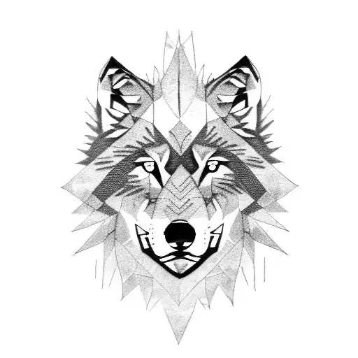 wolf, lion, mountain tattoo design idea