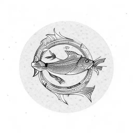 Combine the elements of Capricorn and fish in a geometric design for arm sleeve tattoo design idea