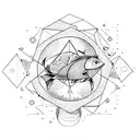 Combine the elements of Capricorn and fish in a geometric design tattoo design idea