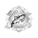 Combine the elements of Capricorn and fish in a geometric design tattoo design idea
