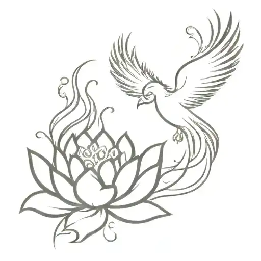 phoenix and lotus tattoo design idea