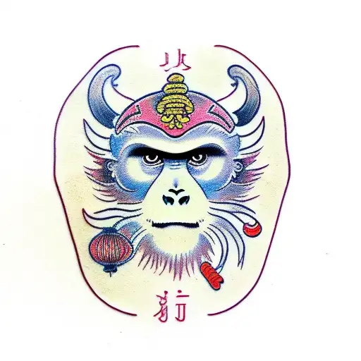 chinese monkey zodiac tattoo design idea