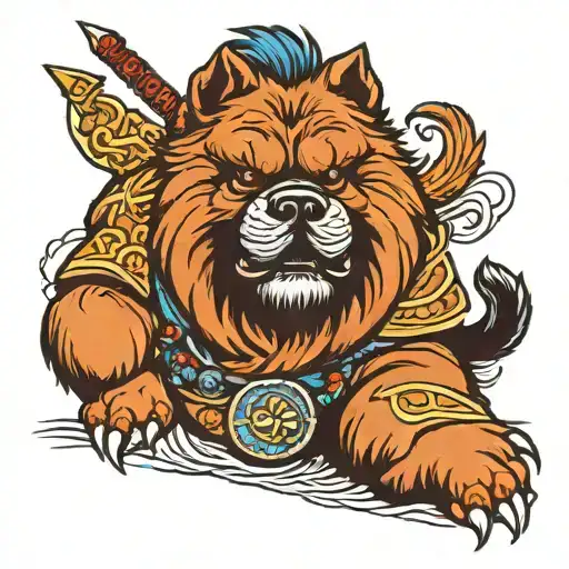 chow chow blue samurai  tattoo design idea