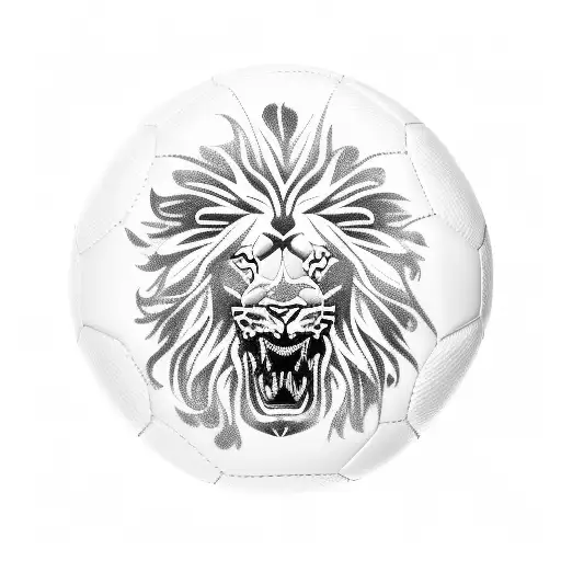 A soccer ball and tennis racket intertwined with a lion and raven, symbolizing the client's love for sports and favorite animals tattoo design idea