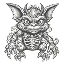 A gremlin with a dubstep equalizer pattern on its skin tattoo design idea