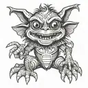 A gremlin with a dubstep equalizer pattern on its skin tattoo design idea