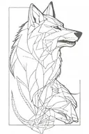 wolf with mask split tattoo design idea
