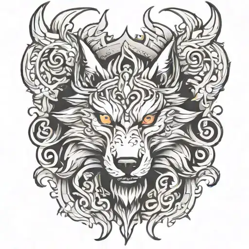 wolf dragon tattoo design idea