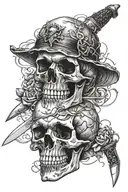skull and knife tattoo design idea