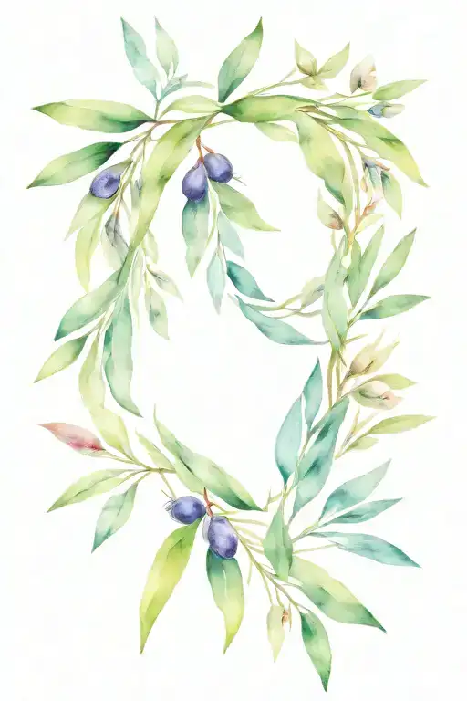 olive and laurus wreath with "semper tattoo design idea