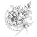 stylized thorns with silver lily tattoo design idea
