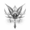 stylized thorns with silver lily tattoo design idea