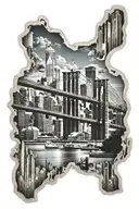 New york brooklyn bridge with color and city skyline   tattoo design idea