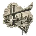 New york brooklyn bridge with color and city skyline   tattoo design idea