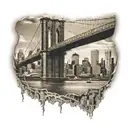New york brooklyn bridge with color and city skyline   tattoo design idea