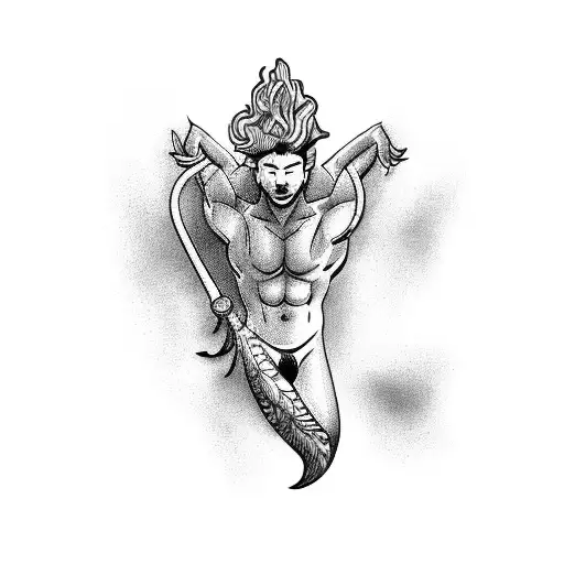 sexy gay merman  tattoo design idea