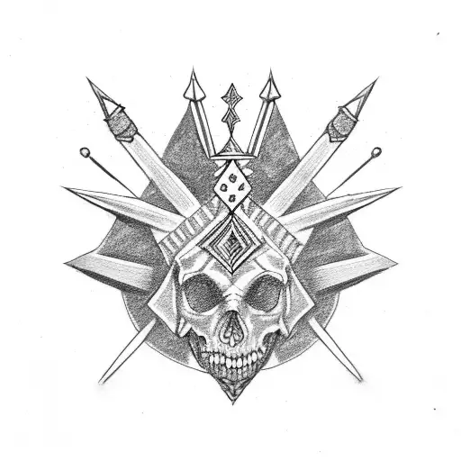 gungnir with basquiat crown tattoo design idea