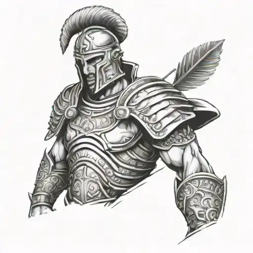 Roman warrior full body tattoo design idea