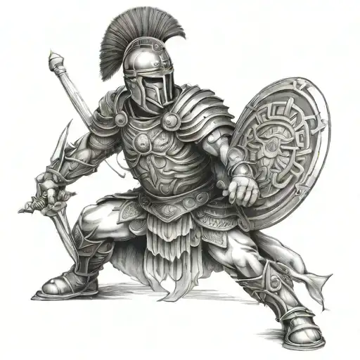 Roman warrior full body tattoo design idea