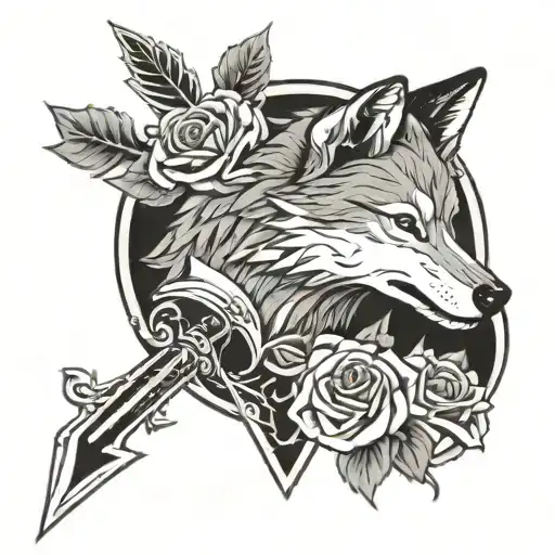 arrow wolf rose anchor     tattoo design idea
