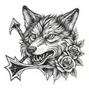 arrow wolf rose anchor     tattoo design idea