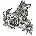 wolf rose tattoo design idea