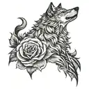 wolf rose tattoo design idea