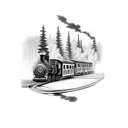 old school train crossing bridge  tattoo design idea