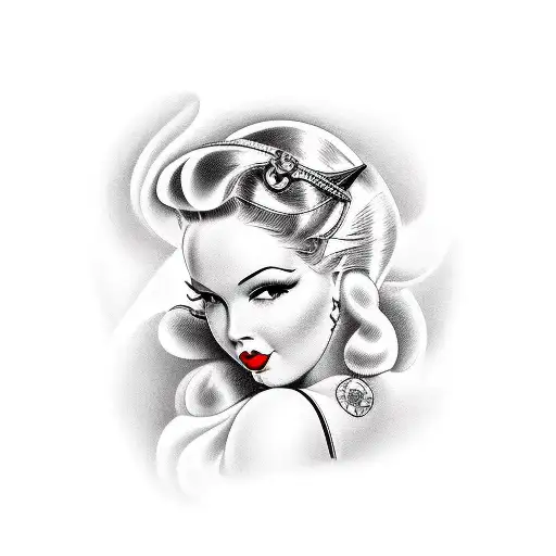 bbw classic pinup tattoo design idea