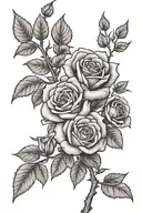 rose bush branch long Limb with twigs tattoo design idea