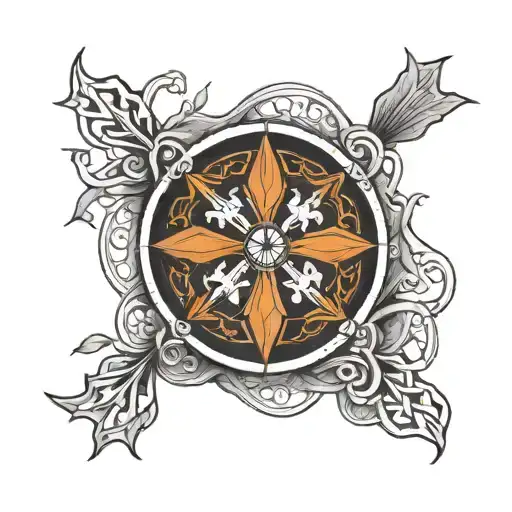 compass mountain celtic cross made tattoo design idea