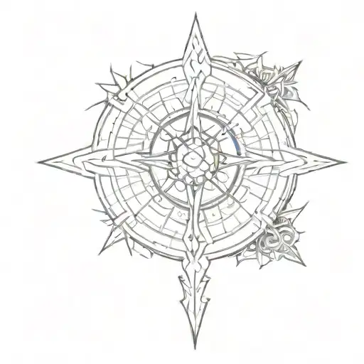 mountain celtic cross compass  tattoo design idea