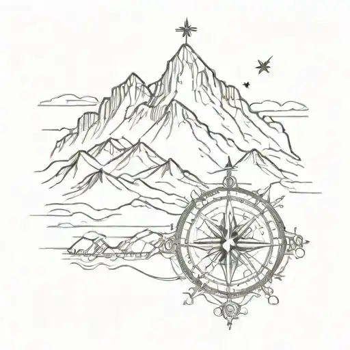 mountain  cross compass  tattoo design idea