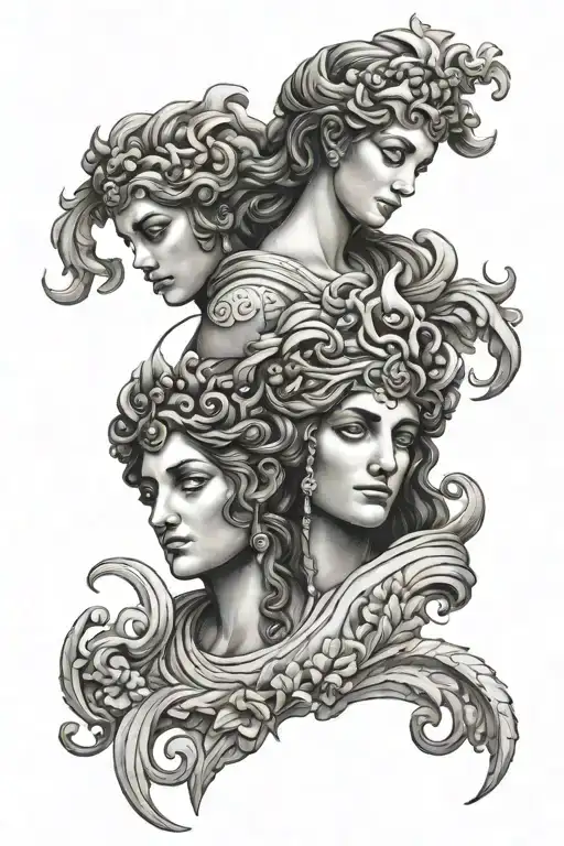 Greek female gods Olympus tattoo design idea