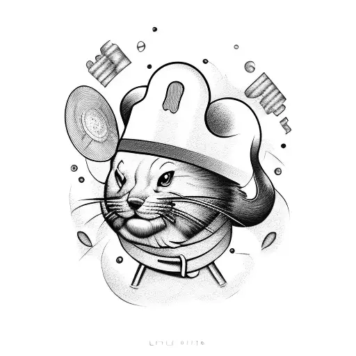 the whiskers, noise and chef hat from Remi from Ratatoulle. With an small l8 at the right bottom tattoo design idea