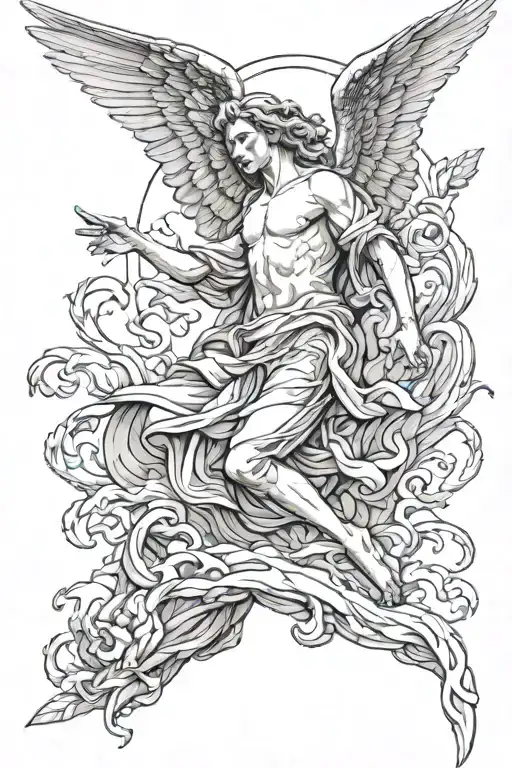 biblical accurate angel falling tattoo design idea