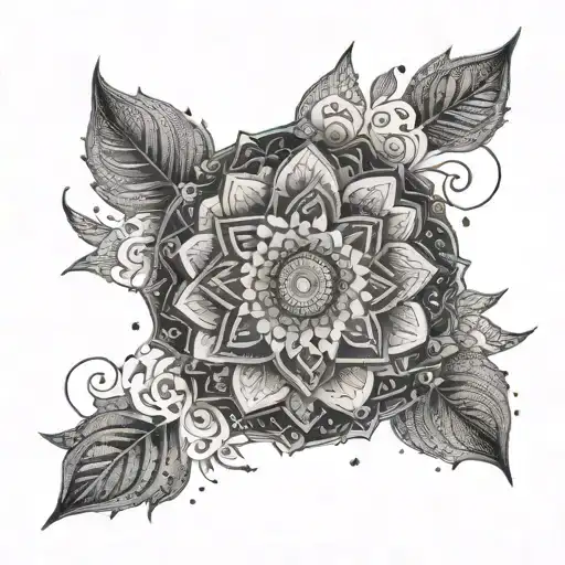 An intricate mandala design incorporating self-love affirmations and symbols tattoo design idea