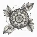 An intricate mandala design incorporating self-love affirmations and symbols tattoo design idea