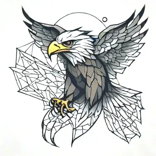 eagle that's half low poly tattoo design idea